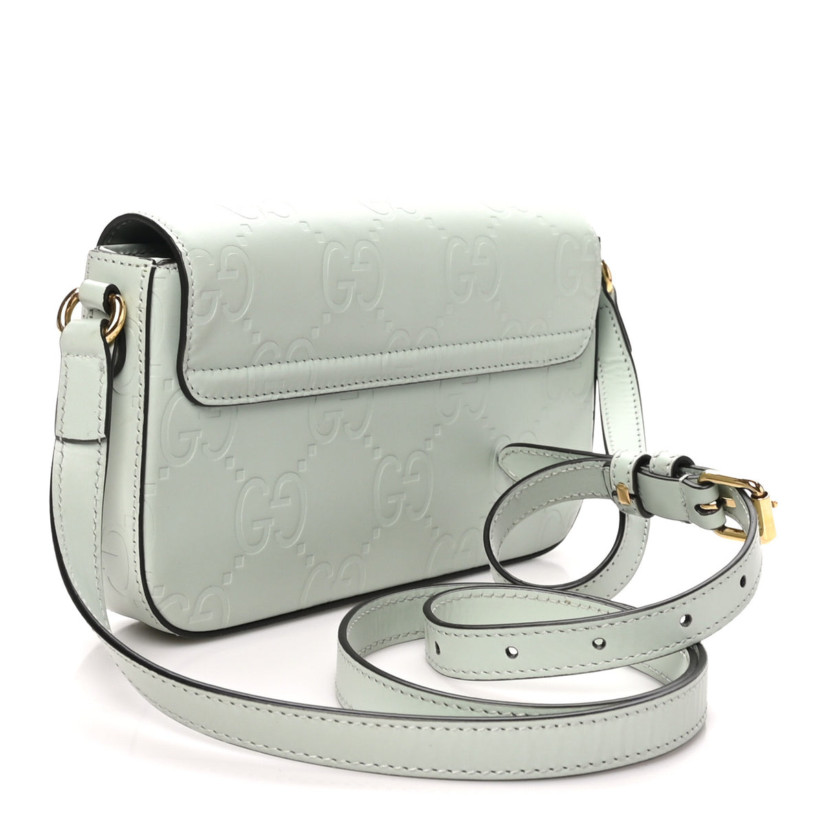 Gucci Calfskin GG Super Mini Shoulder Bag Pale Green 3 of 11
