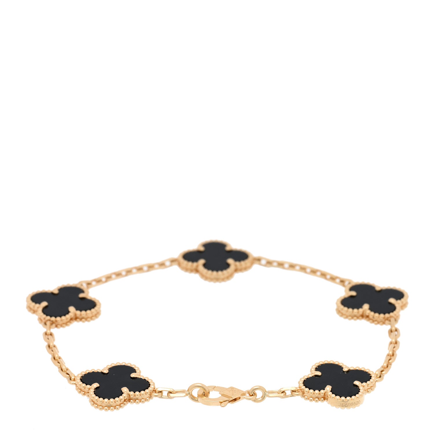 Van Cleef & Arpels 18K Yellow Gold Black Onyx 5 Motifs Vintage Alhambra Bracelet 2 of 4