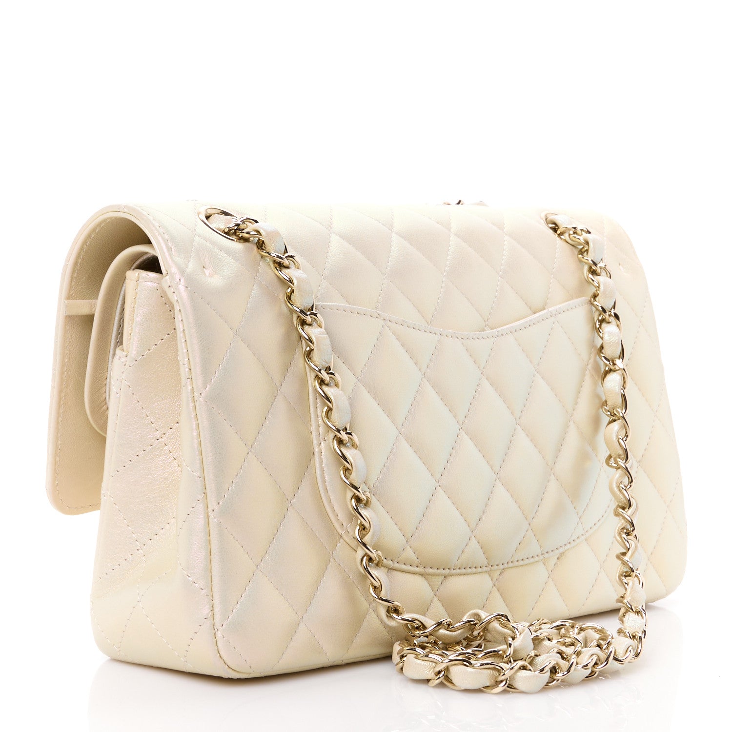 Chanel Iridescent Lambskin Quilted Medium Double Flap Ivory 3 of 11