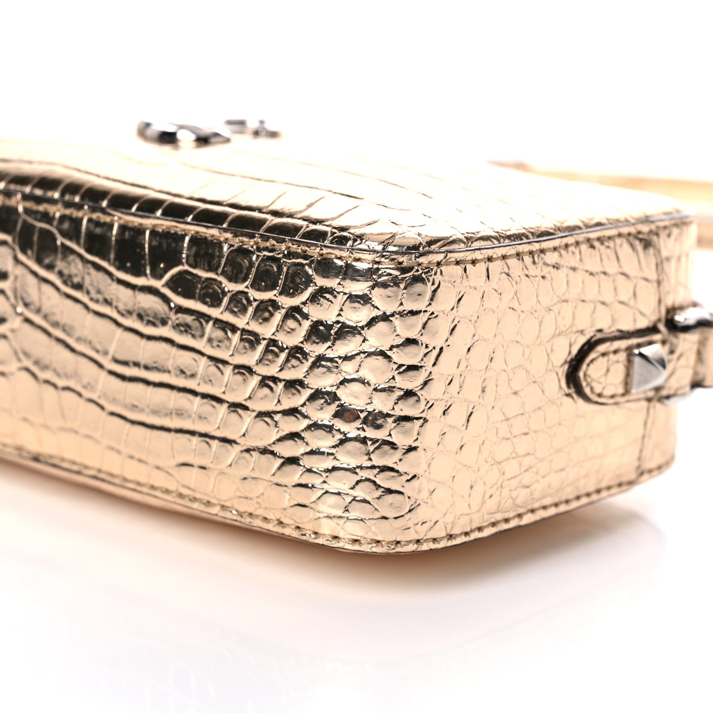 Calfskin Crocodile Embossed Mini Hale Crossbody Gold