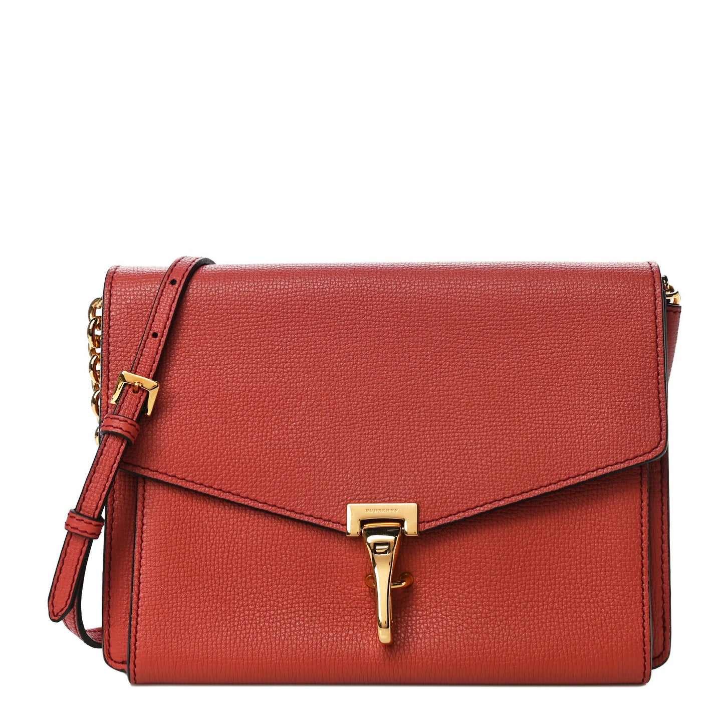 Grainy Calfskin Small Macken Crossbody Bag Cinnamon Red
