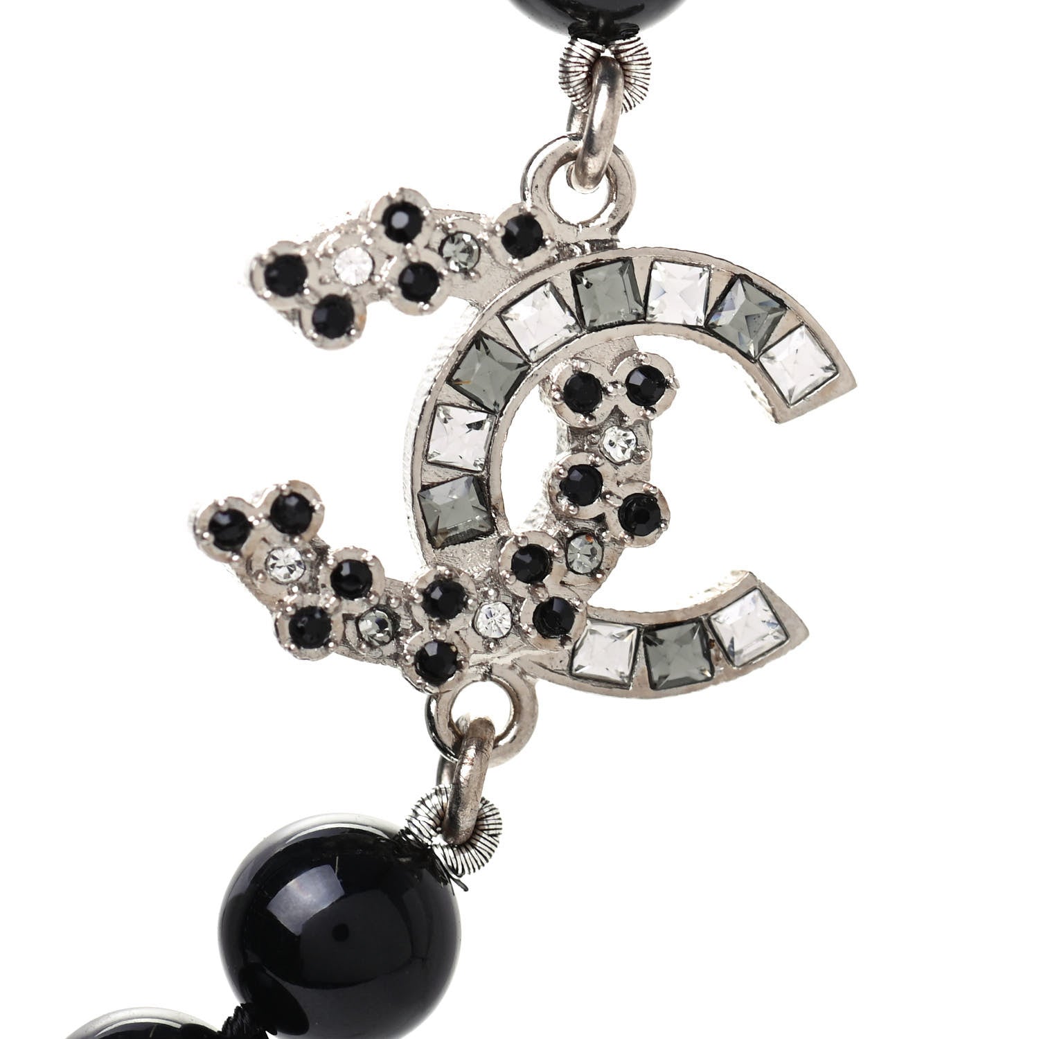 Chanel Bead Crystal CC Short Necklace Black 4 of 4