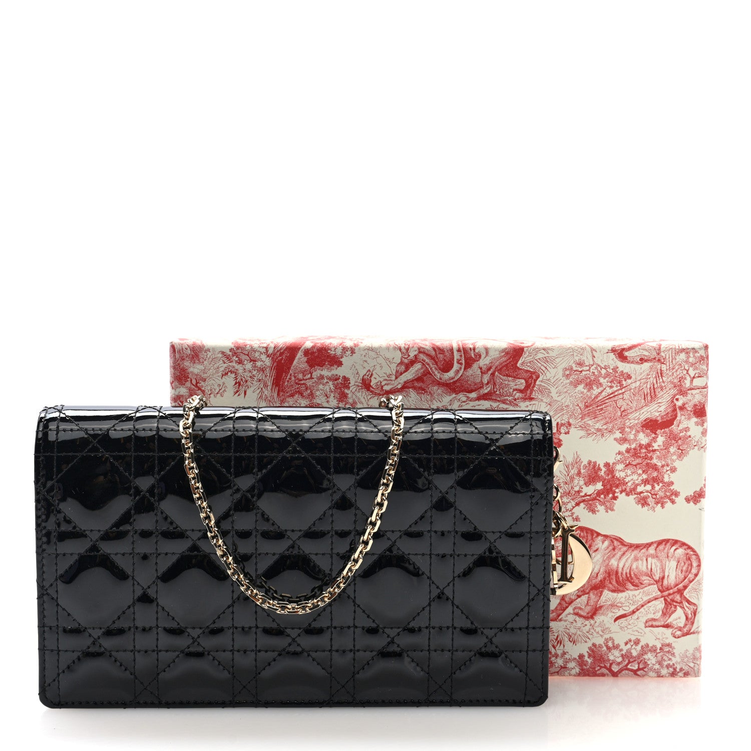 Christian Dior Patent Cannage Lady Dior Convertible Clutch Black 11 of 11