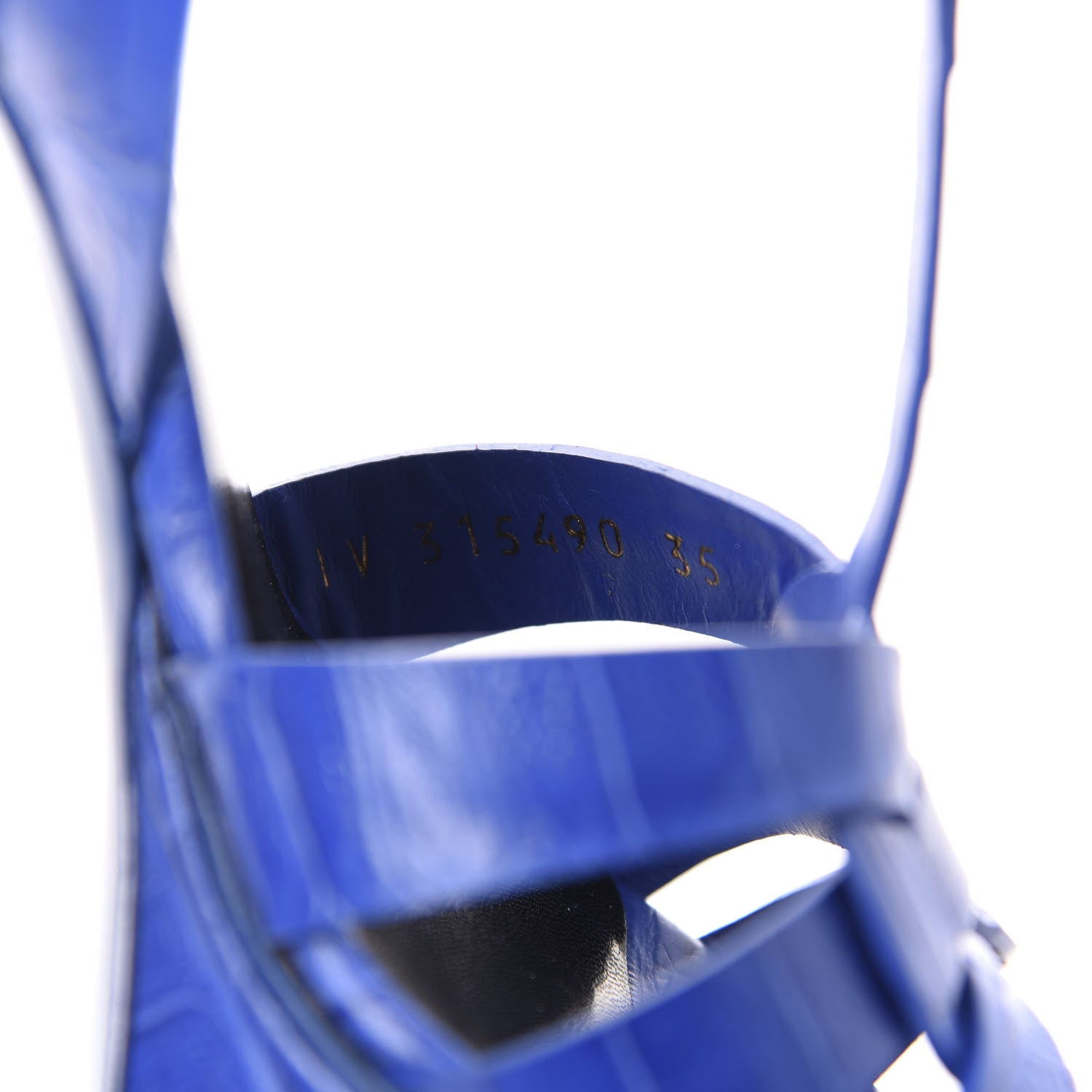Saint Laurent Crocodile Embossed Leather Tribute 75 Platform Sandals 35 Blue Majorelle 9 of 10