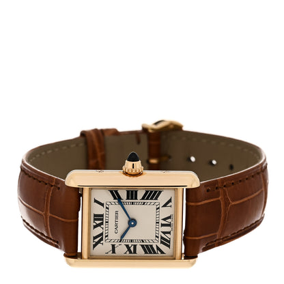 Cartier 18K Yellow Gold Alligator 22mm Tank Louis Quartz Watch Brown 2 of 5
