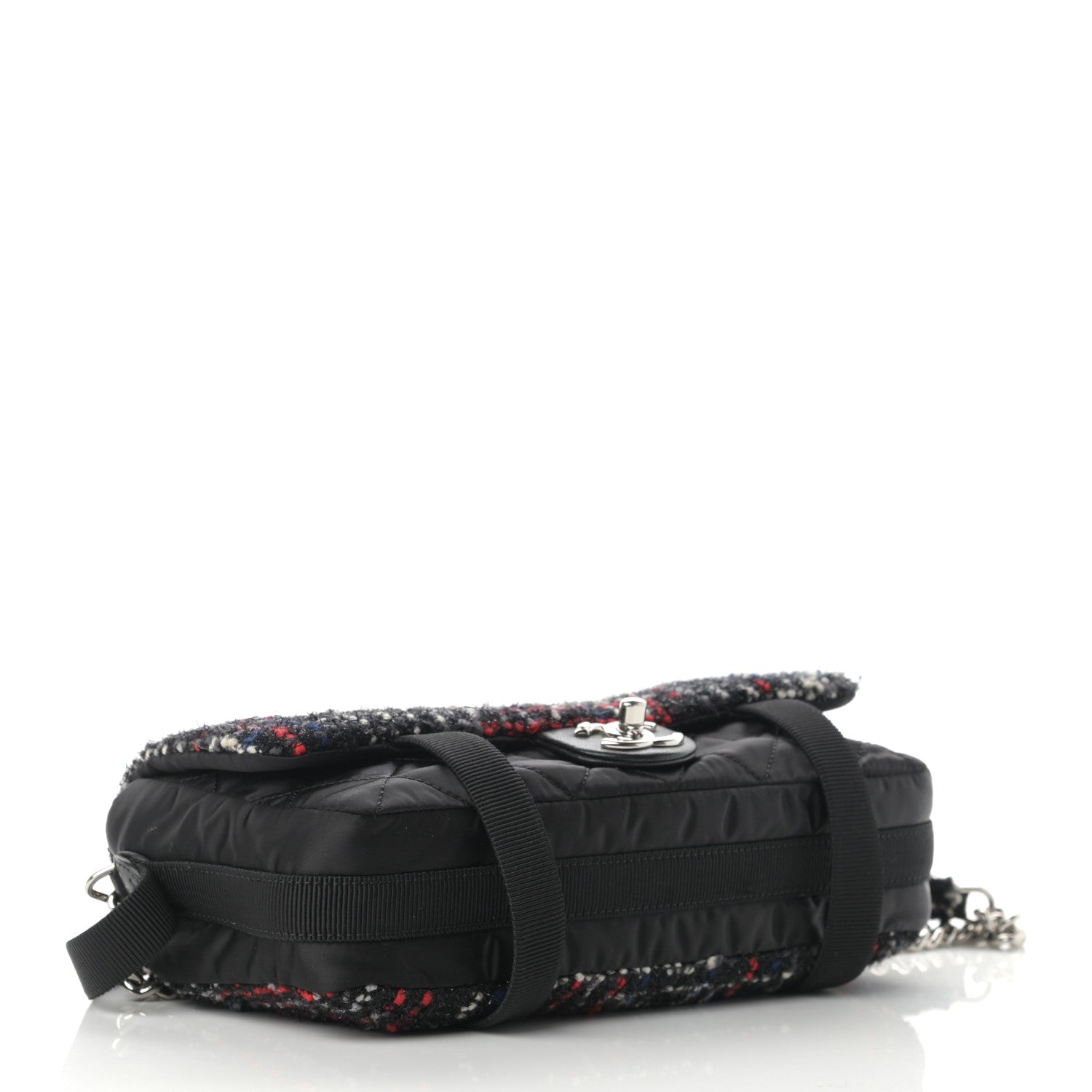 Chanel Tweed Nylon Quilted Small Astronaut Essentials Flap Black Red 4 of 10