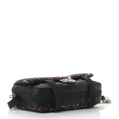 Chanel Tweed Nylon Quilted Small Astronaut Essentials Flap Black Red 4 of 10