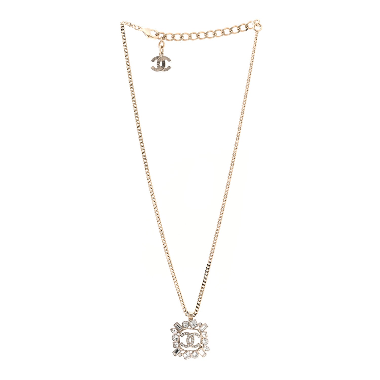 Chanel Crystal Baguette CC Necklace Gold 3 of 5