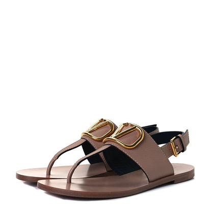 Valentino Garavani Grainy Cowhide Vlogo Slingback Flat Thong Sandals 37.5 Rose Cannelle 2 of 10