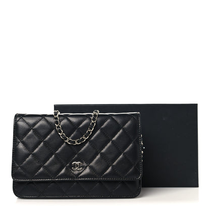 Chanel Lambskin Quilted Wallet On Chain WOC Black 13 of 13