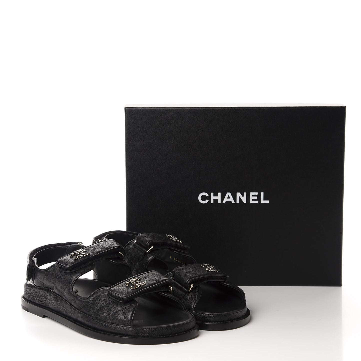 Grained Calfskin Velcro Dad Sandals 39.5 Black