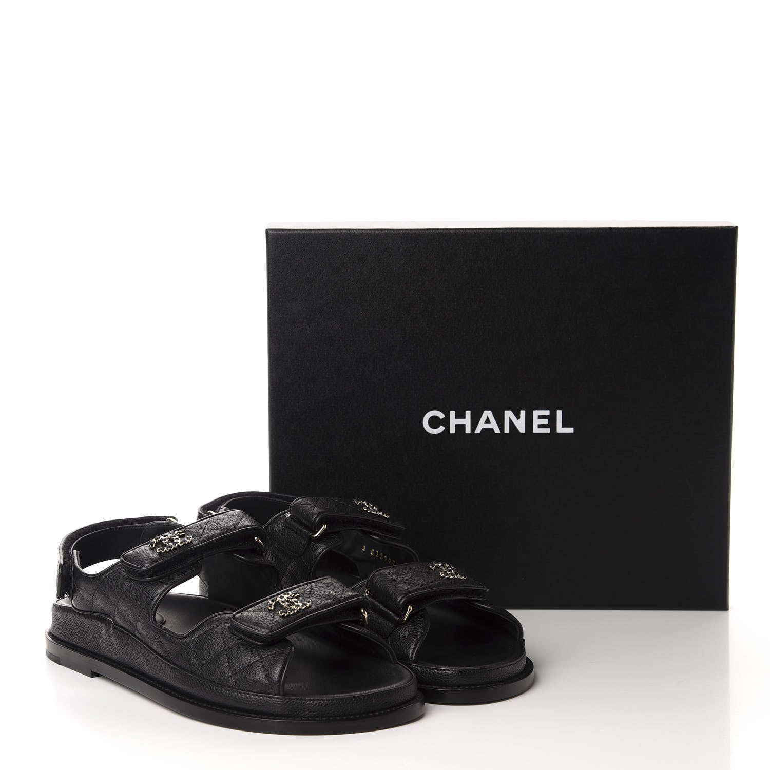 Chanel Grained Calfskin Velcro Dad Sandals 39.5 Black 10 of 10