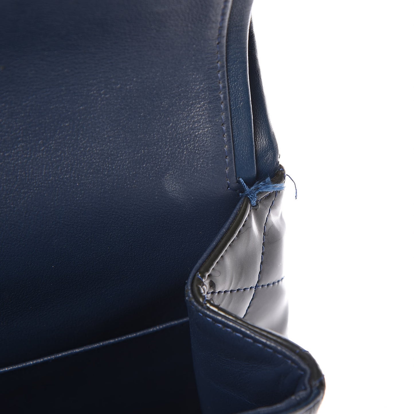 Patent Quilted Maxi Double Flap Navy Blue