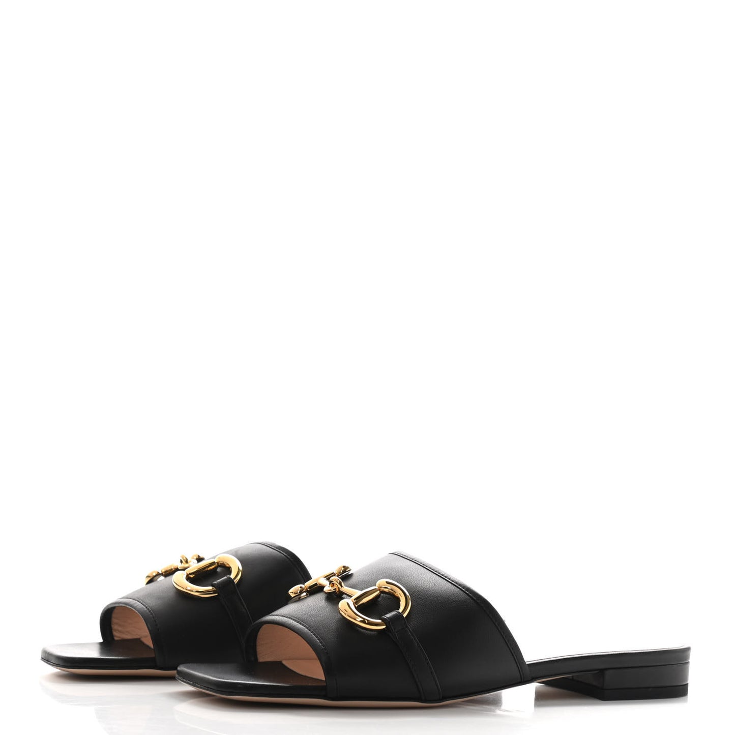 Nappa Horsebit Flat Slide Sandals 39 Black
