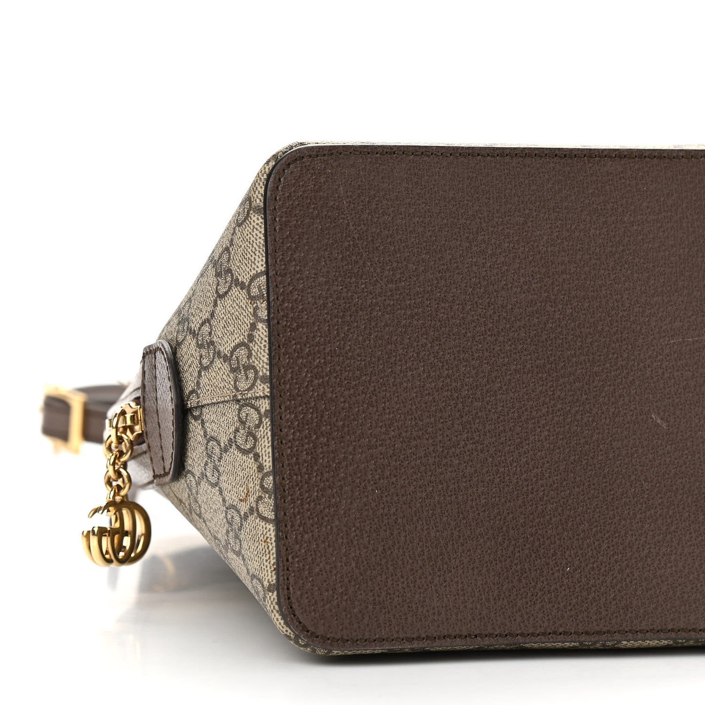 GG Supreme Monogram Web Medium Ophidia Top Handle Dome Bag Brown