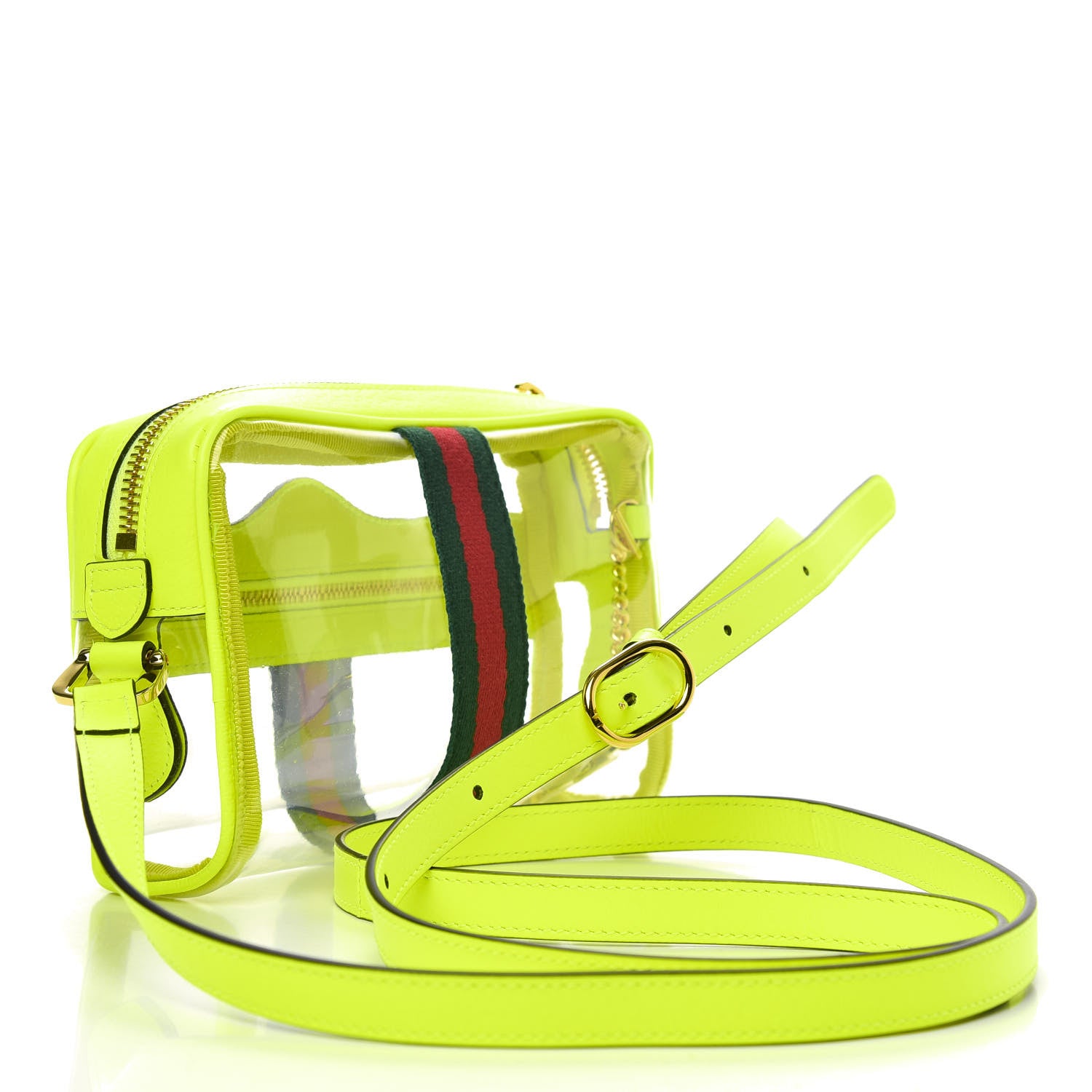 Gucci Vinyl Web Mini Ophidia Transparent Shoulder Bag Yellow Fluo 3 of 8