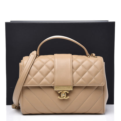 Chanel Calfskin Quilted Chevron In The City Bag Beige 10 of 10