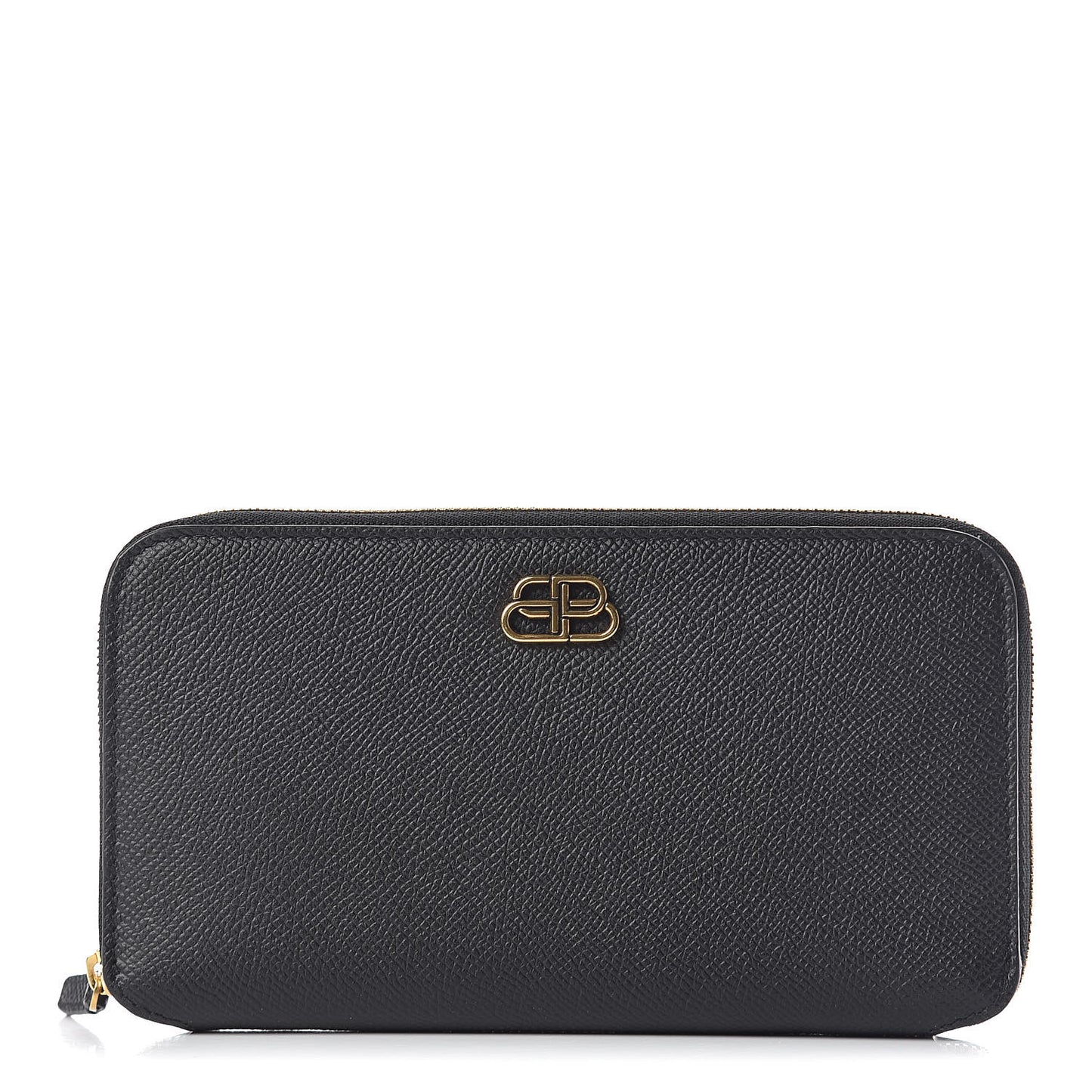 Grained Calfskin BB Continental Zip Around Wallet Black