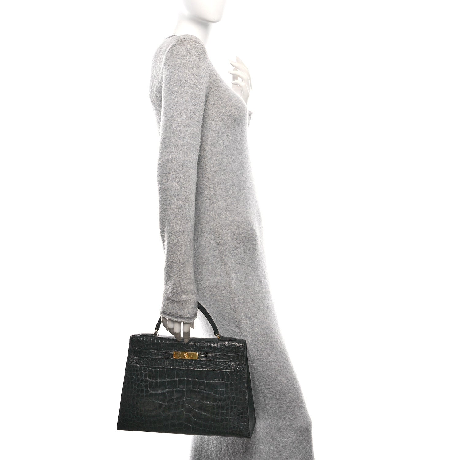 Hermes Shiny Alligator Kelly Sellier 32 Black 3 of 10