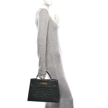 Hermes Shiny Alligator Kelly Sellier 32 Black 3 of 10