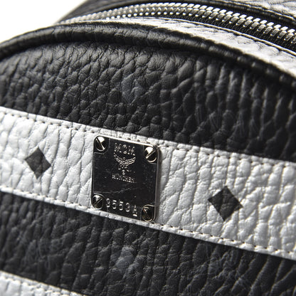 MCM Metallic Visetos Striped Medium Stark Backpack Silver Black 9 of 10