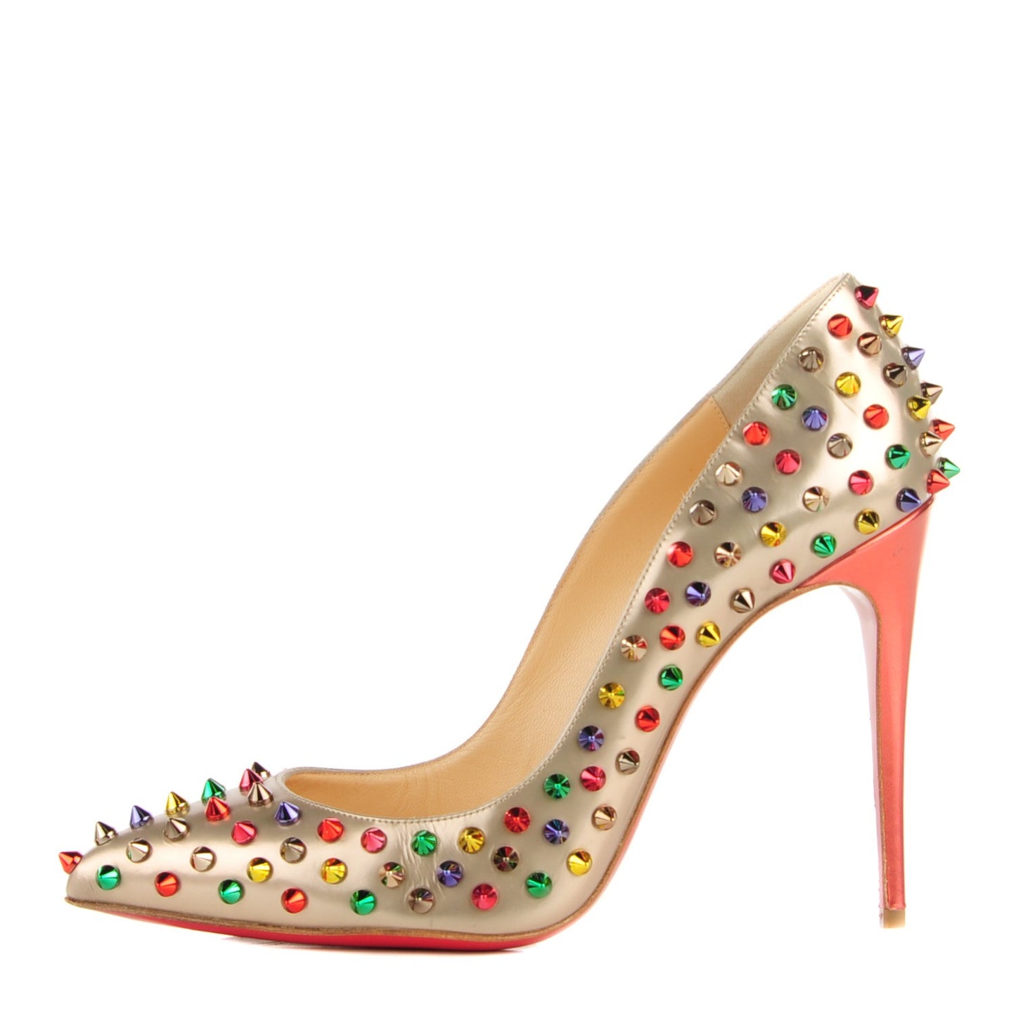 Specchio Calfskin Follies Spikes 120 Pumps Beige 39 Multicolor