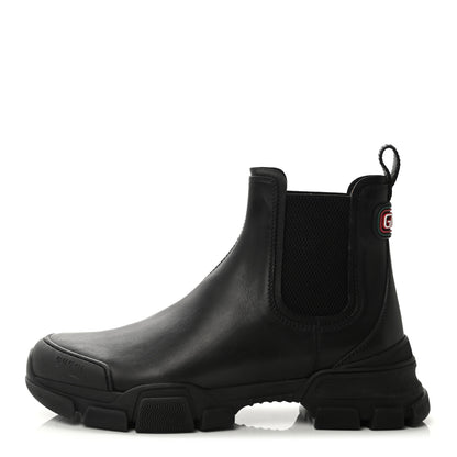 Gucci Calfskin Logo Mens Lug Sole Chelsea Ankle Boots 9 Black 1 of 12