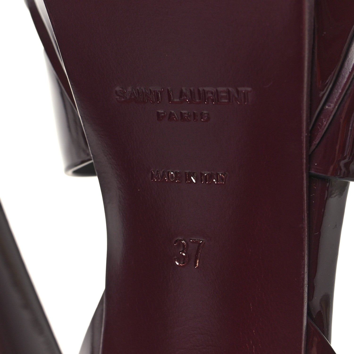Saint Laurent Patent Tribute 105 Platform Sandals 37 Barolo 7 of 9