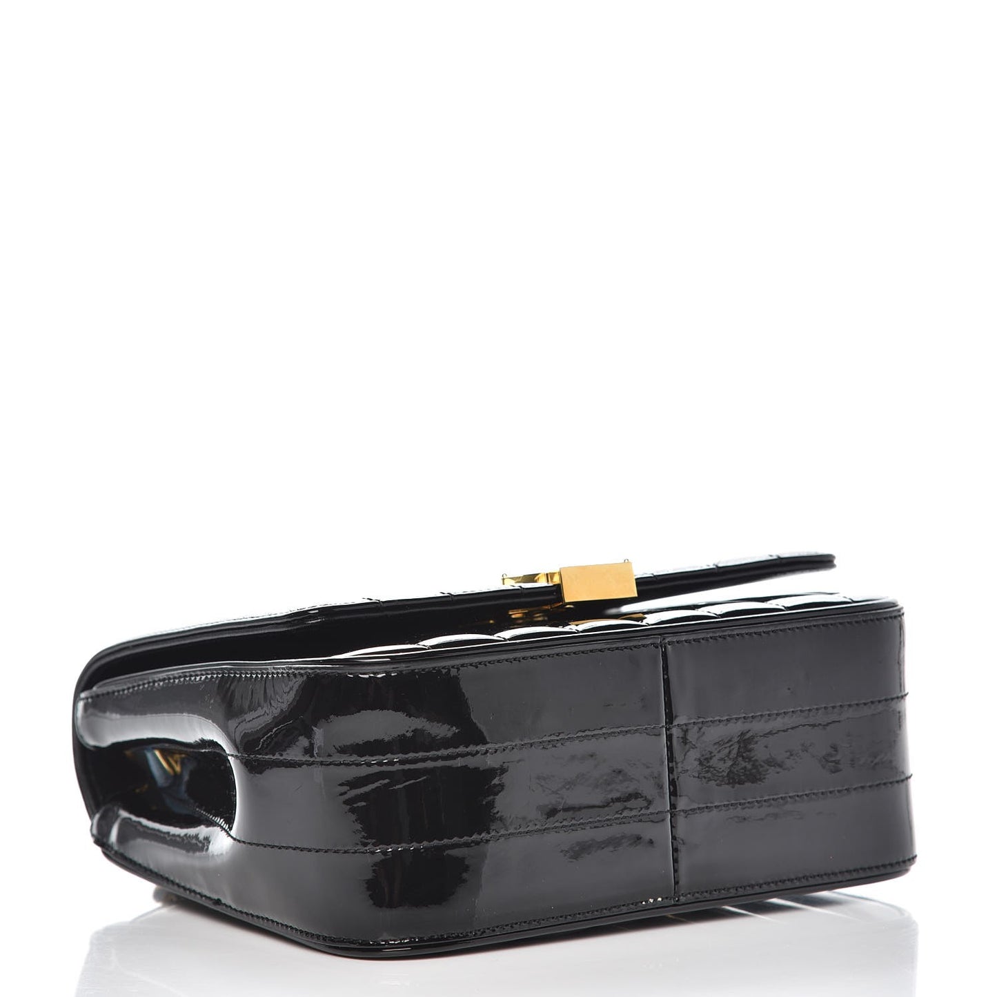 Patent Calfskin Matelasse Monogram Small Vicky Chain Bag Black