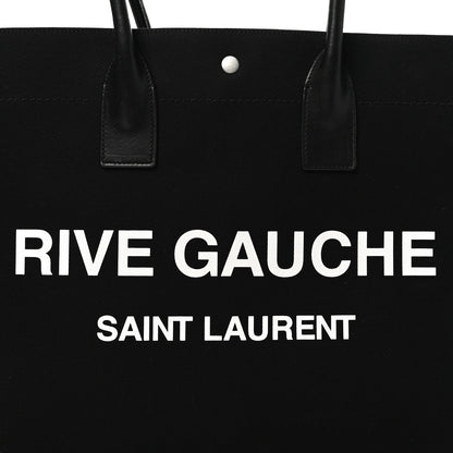 Saint Laurent Linen Calfskin Rive Gauche Tote Black 8 of 10