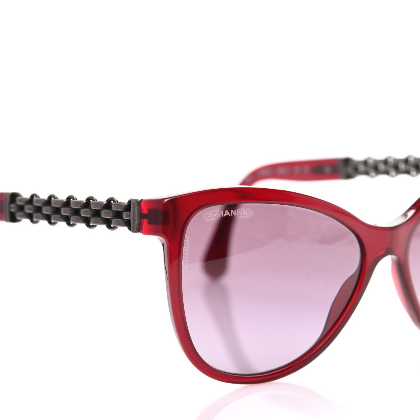 Acetate Cat Eye Chain Sunglasses 5326 Red