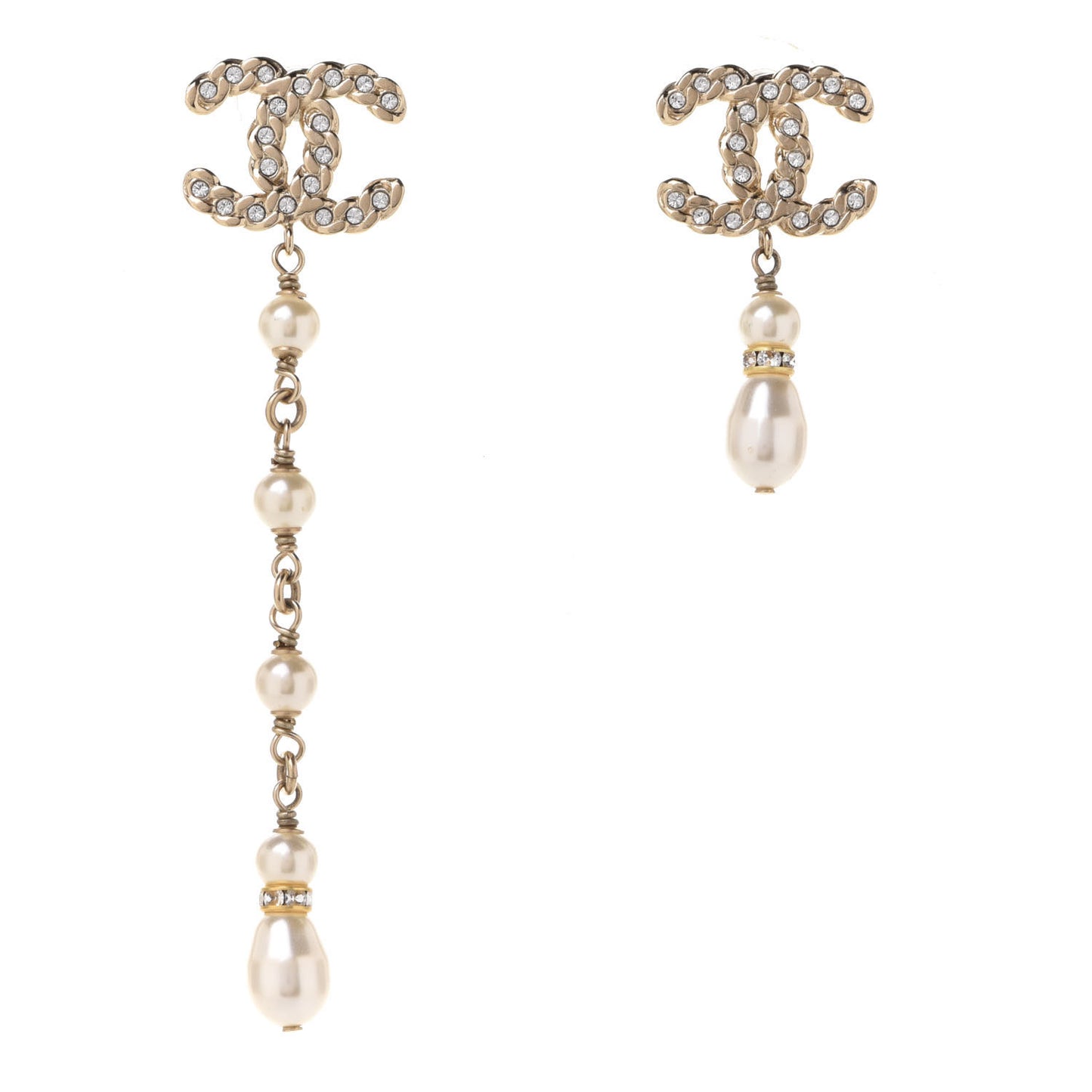 Crystal Pearl Pearls Coronation Uneven Earrings Gold