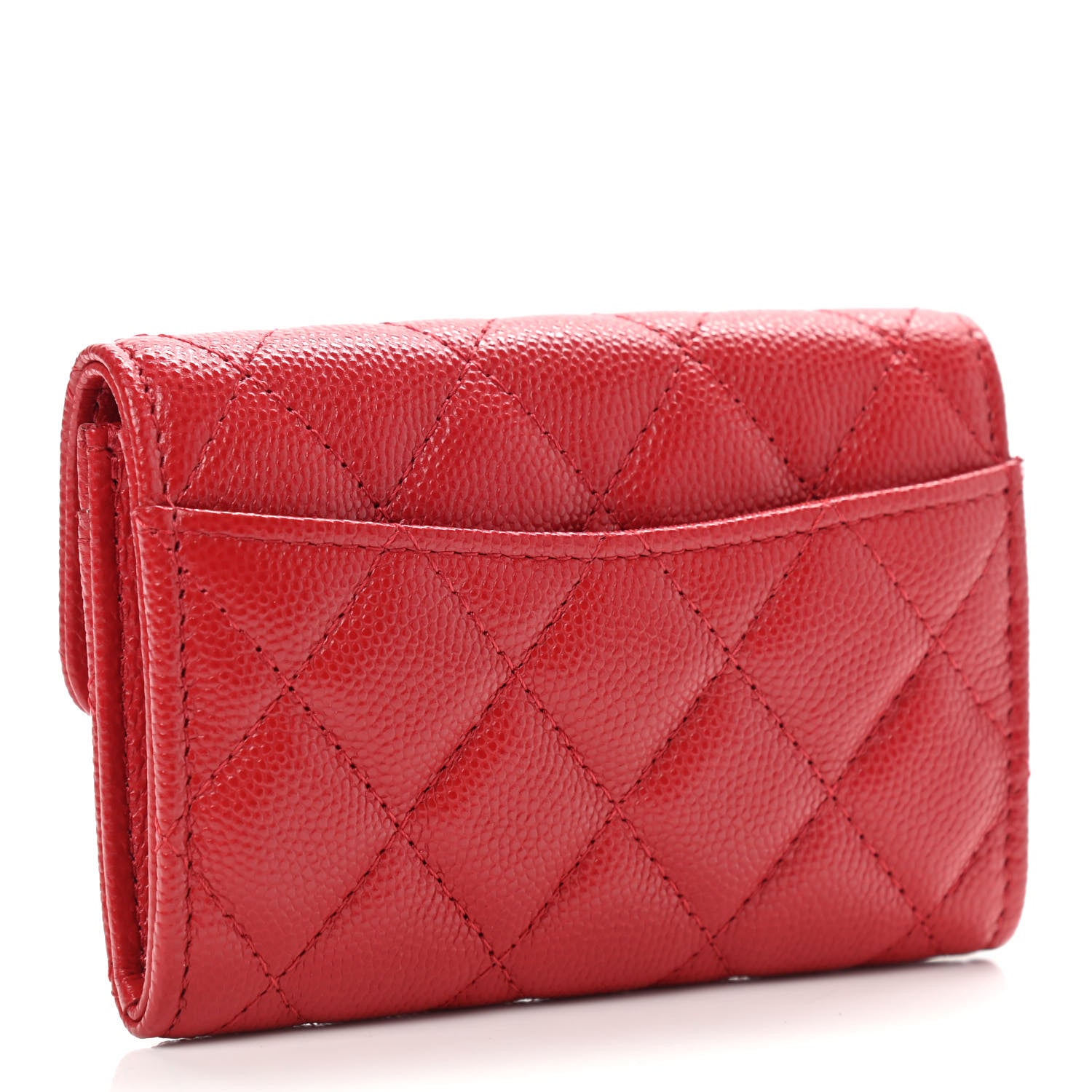 Chanel Caviar Quilted Flap Card Holder Wallet Red 3 of 8
