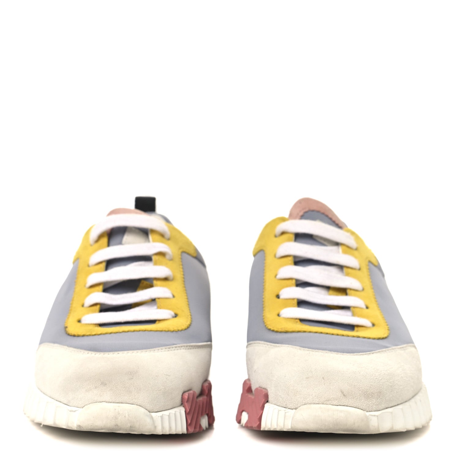 Hermes Technical Canvas Suede Goatskin Bouncing Sneakers 39.5 Gris Multicolor 3 of 8