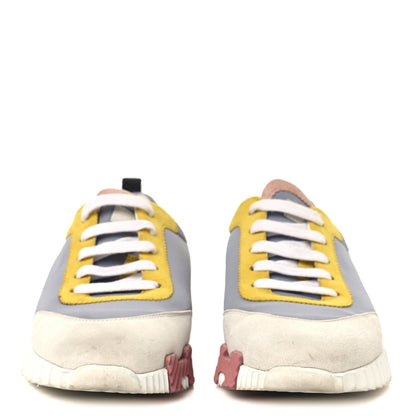 Hermes Technical Canvas Suede Goatskin Bouncing Sneakers 39.5 Gris Multicolor 3 of 8