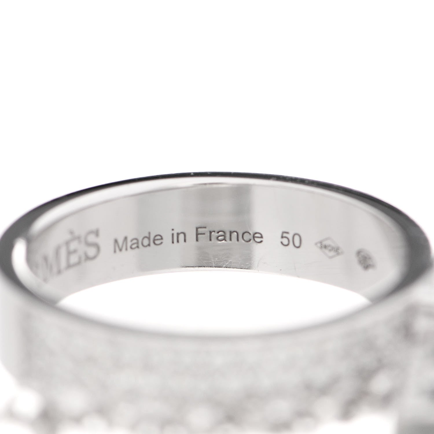 Hermes 18K White Gold Diamond Kelly Clochette Double Ring 50 5.25 7 of 8