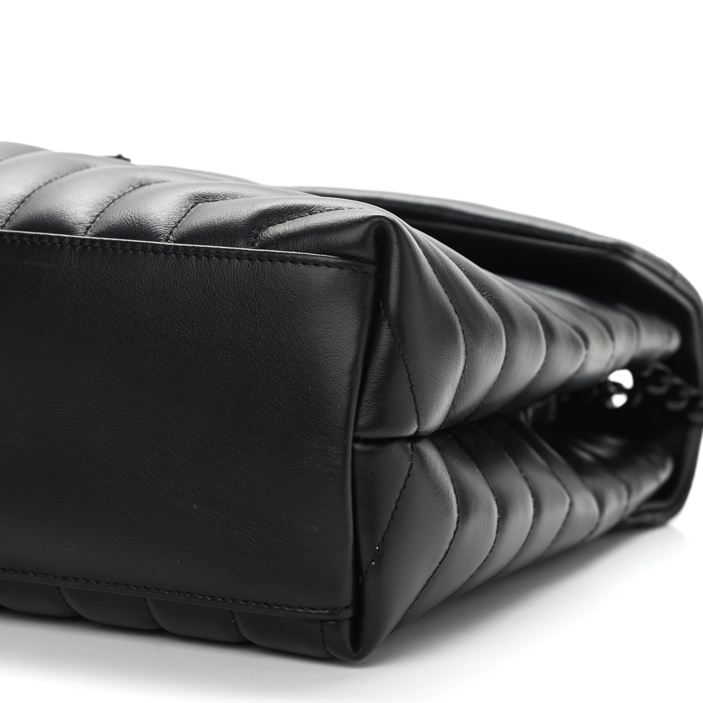 Calfskin Y Quilted Monogram Medium Loulou Chain Satchel Black