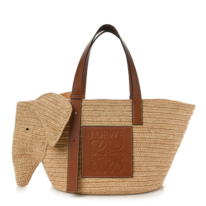 Loewe Raffia Small Elephant Basket Tote Bag Natural Tan 1 of 8