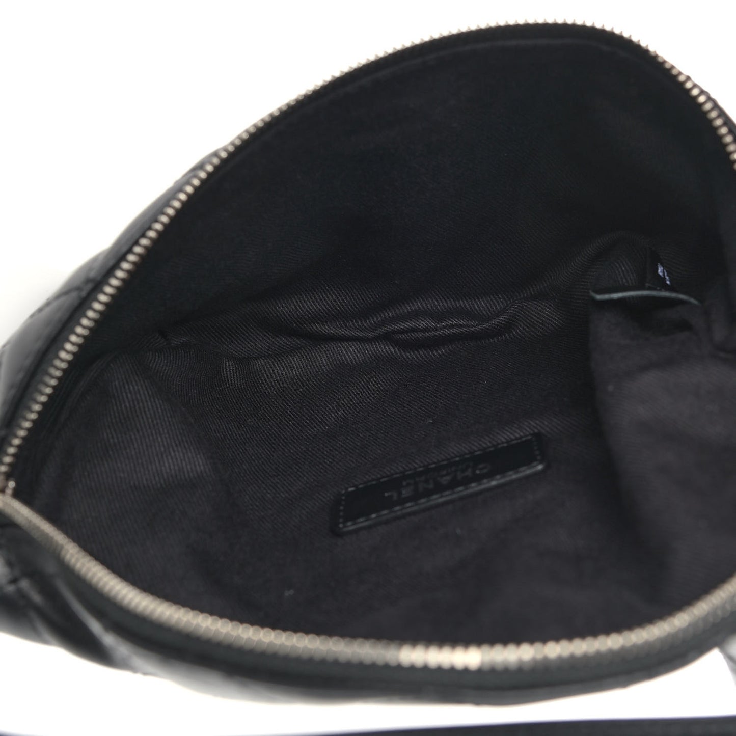 Lambskin Quilted Waist Belt Bag Black