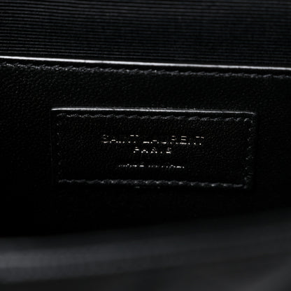 Saint Laurent Grain De Poudre Textured Mixed Matelasse Triquilt Small Monogram Monochrome Satchel Black 7 of 9