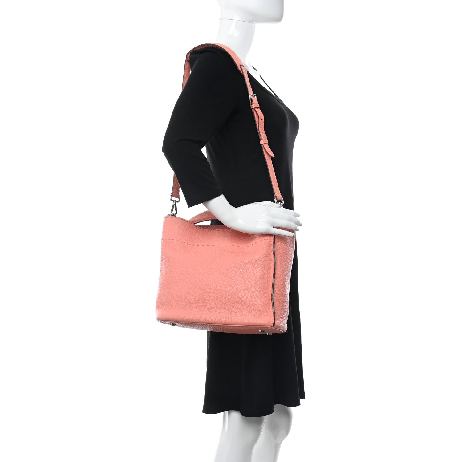 Fendi Cuoio Romano Selleria Small Anna Bucket Bag Pesca 2 of 12