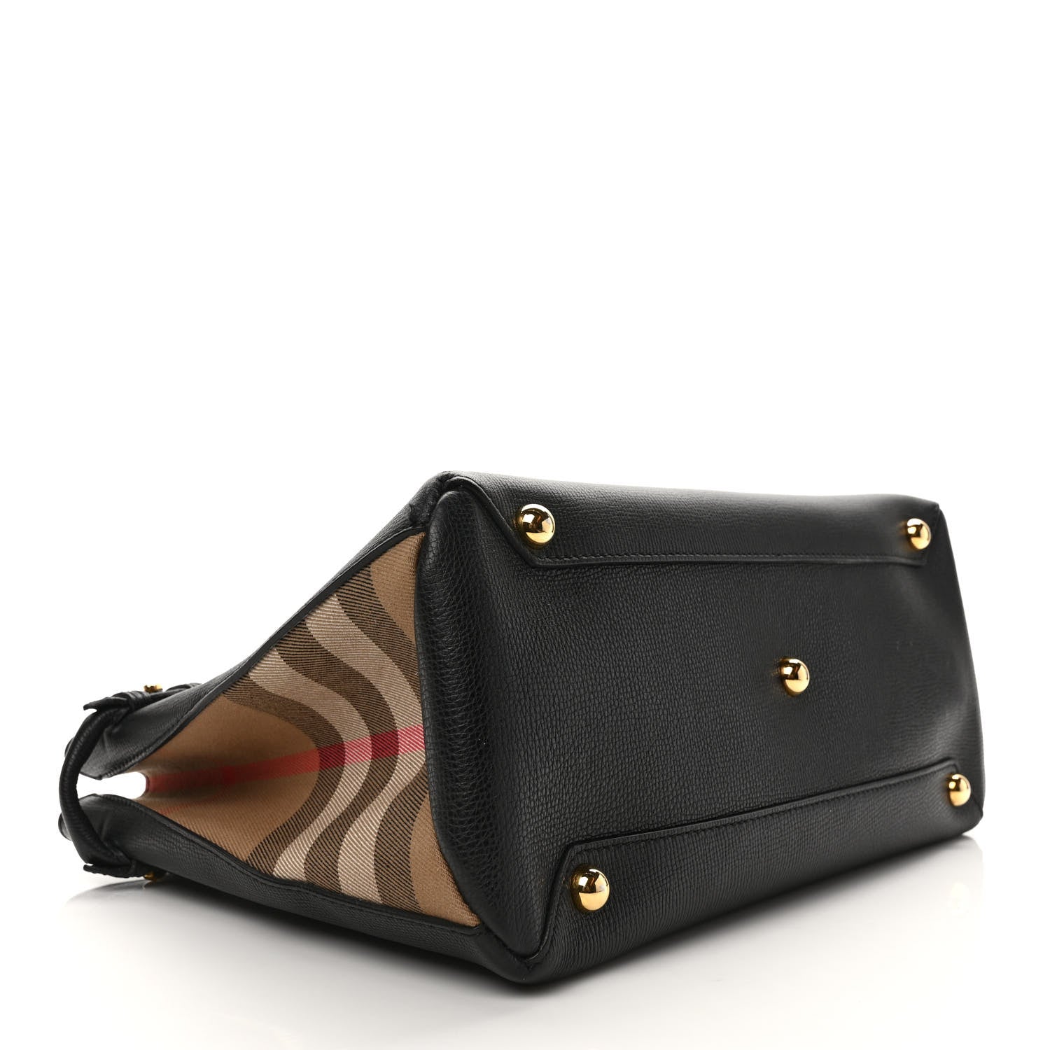 Burberry Derby Calfskin House Check Medium Banner Tote Black 4 of 9