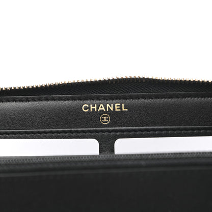Chanel Shiny Lambskin Gusset Zip Around Waist Belt Wallet Black 6 of 10