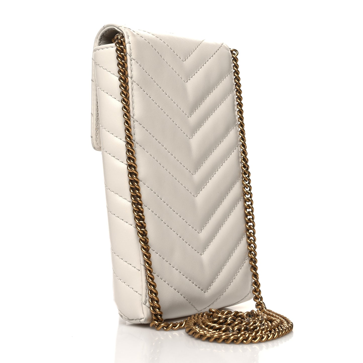 Calfskin Matelasse Mini GG Marmont Crossbody Bag White