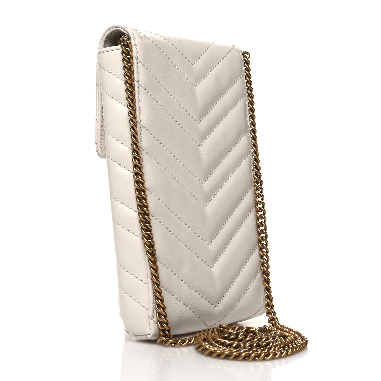 Gucci Calfskin Matelasse Mini GG Marmont Crossbody Bag White 3 of 14