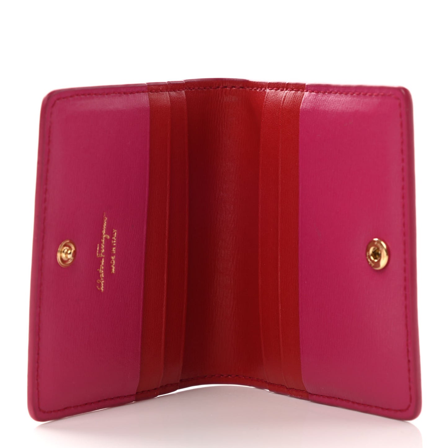 Grained Calfskin Cardholder Wallet Fuchsia Red