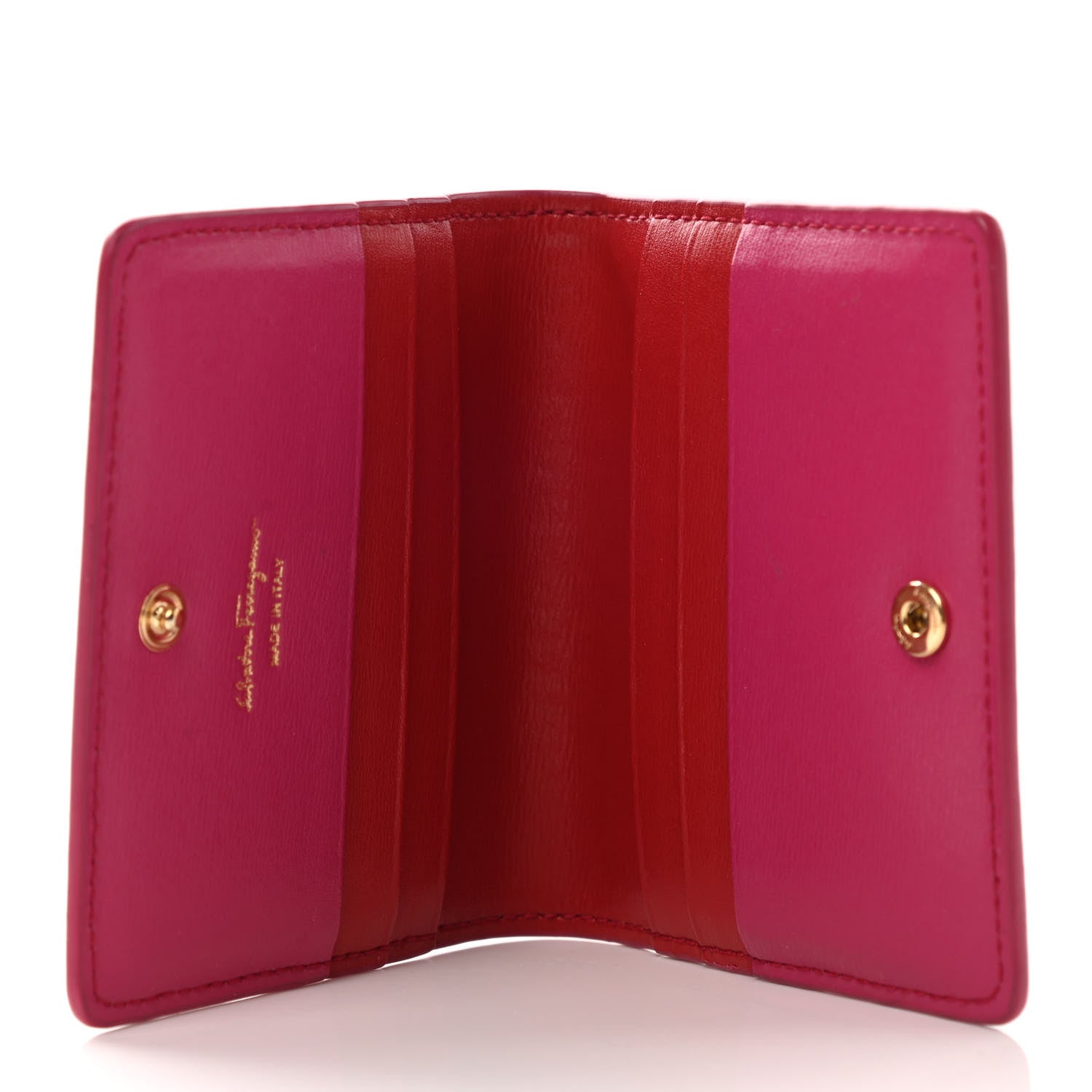 Salvatore Ferragamo Grained Calfskin Cardholder Wallet Fuchsia Red 5 of 8