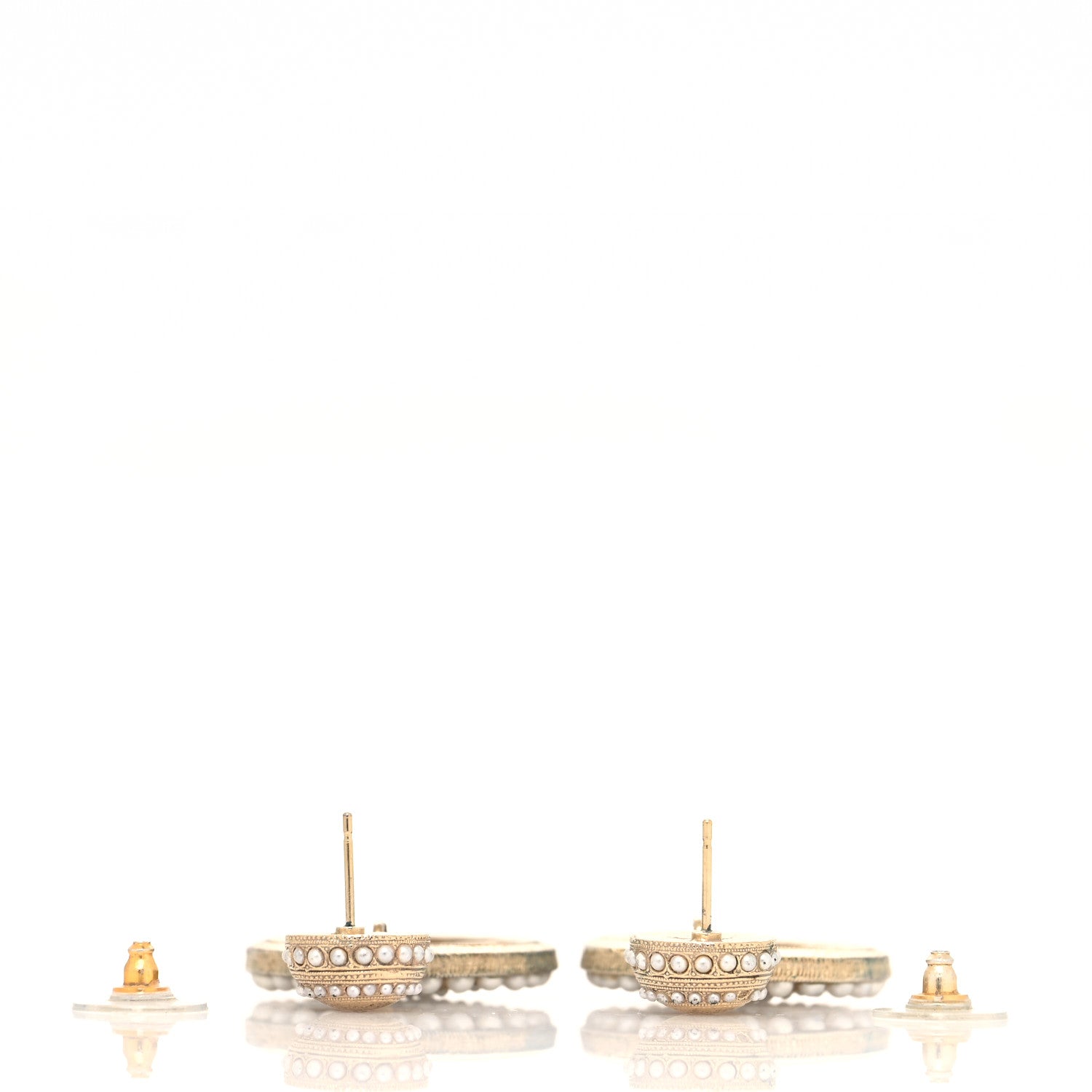 Chanel Pearl CC Drop Earrings Light Gold 3 of 4