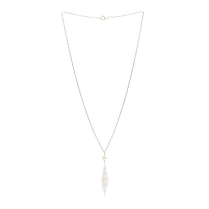 Tiffany Sterling Silver Pearl Elsa Peretti Mesh Pendant Necklace 3 of 4