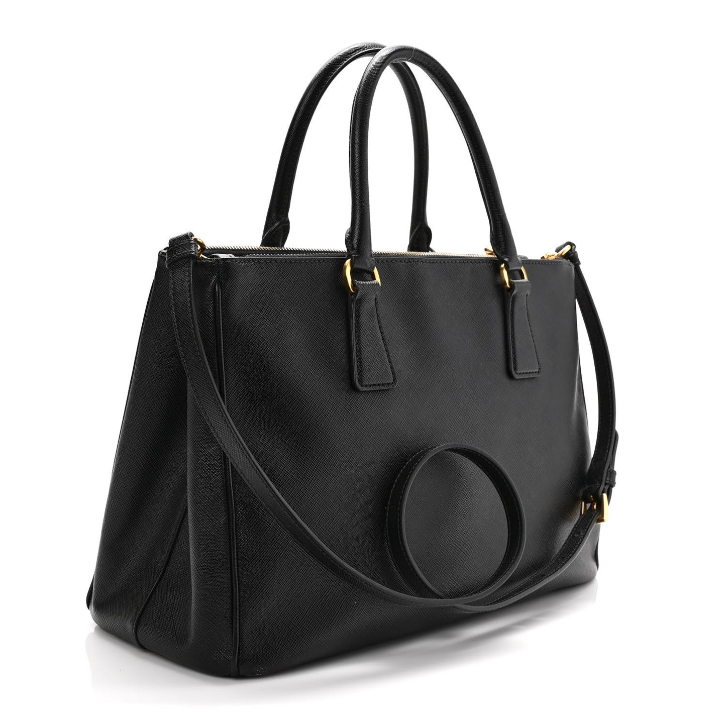 Saffiano Small Galleria Double Zip Tote Black
